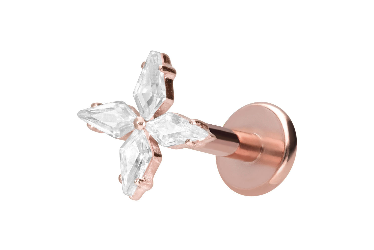 Titan Labret Piercing mit Innengewinde KRISTALLSTERN